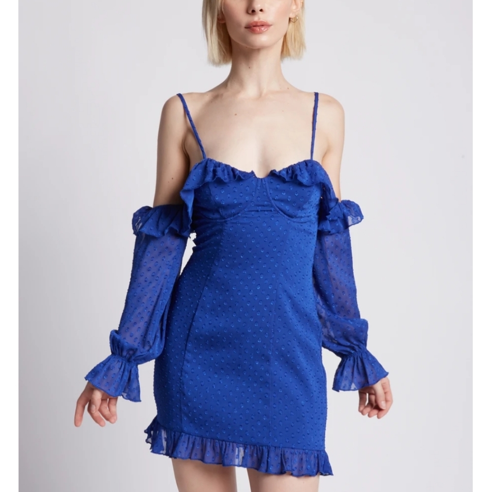 Eggie Avery cobalt blue off shoulder dress S/M